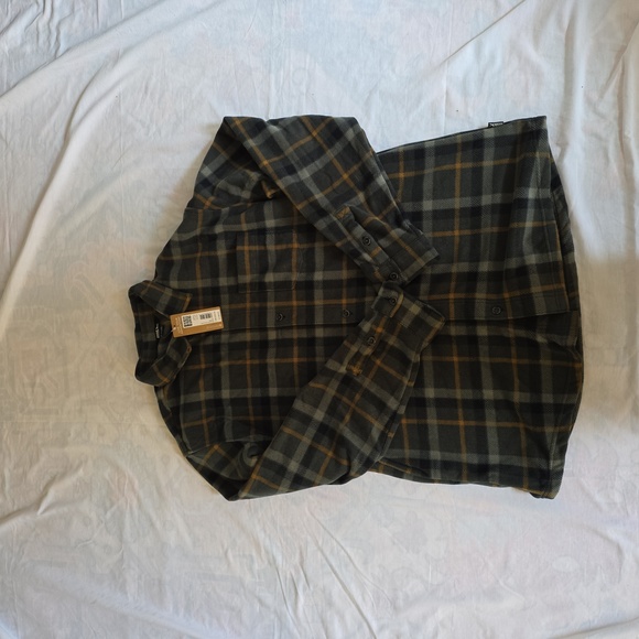 Eddie Bauer Green and Brown Plaid Button Down Shirt - Picture 2 of 10